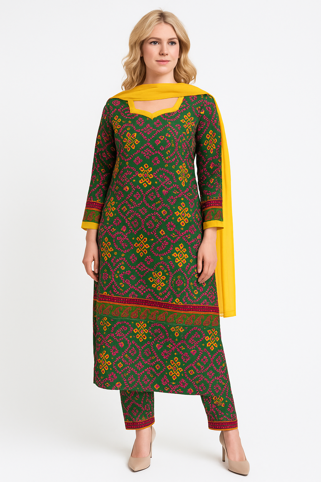 Green cotton salwar kameez Dupatta chest size 52