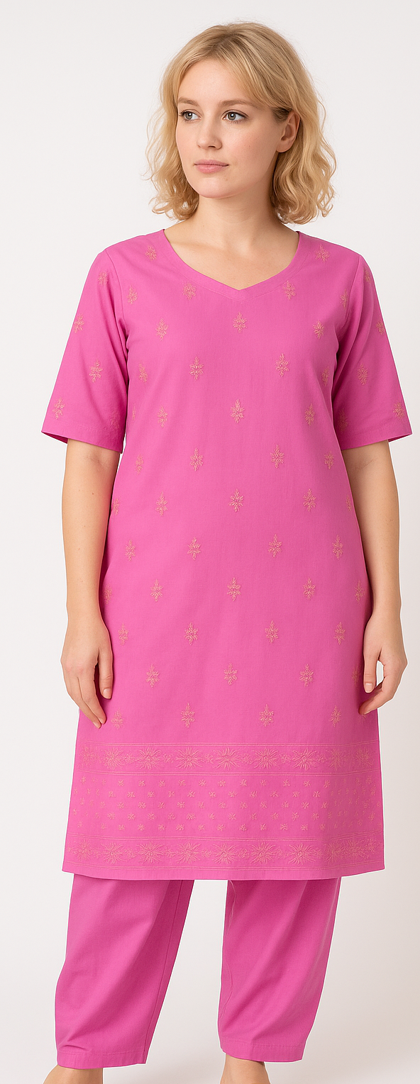 Pink Embroidered salwar kameez Dupatta chest Plus size 52