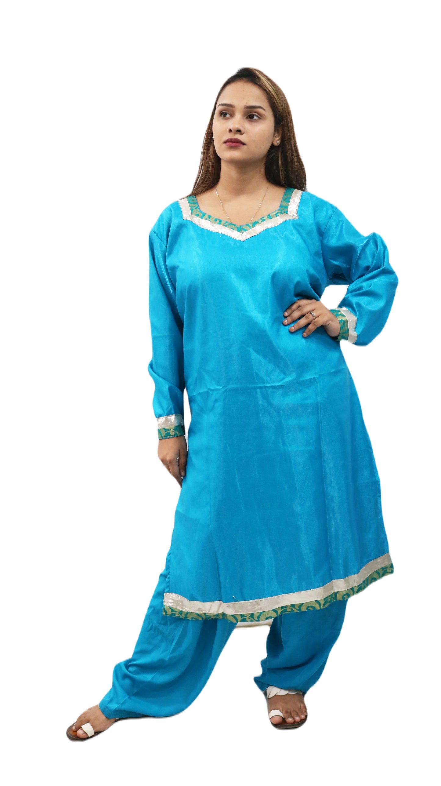 Blue Silk Dress Salwar kameez Dress Plus Chest Size 50