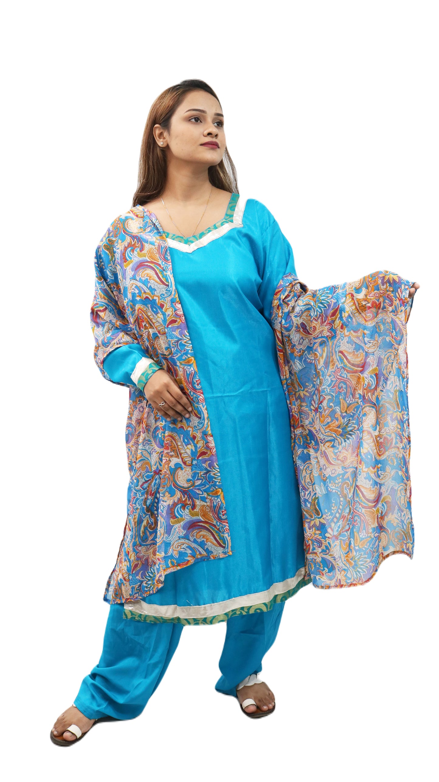 Blue Silk Dress Salwar kameez Dress Plus Chest Size 50
