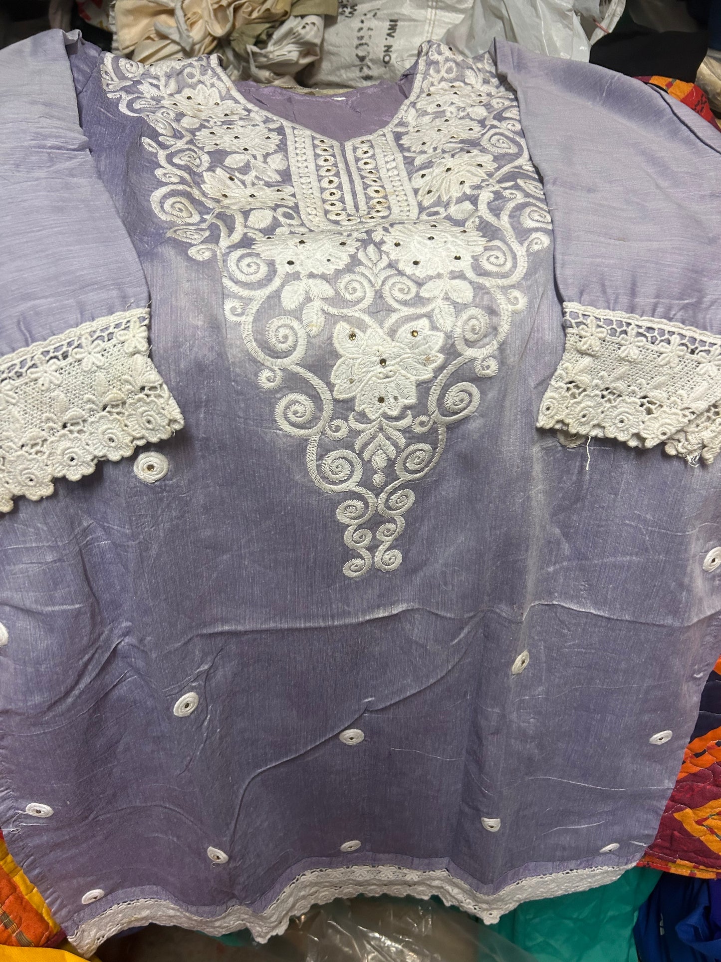 Purple Cotton Embroidered salwar kameez Dupatta set chest Size 40