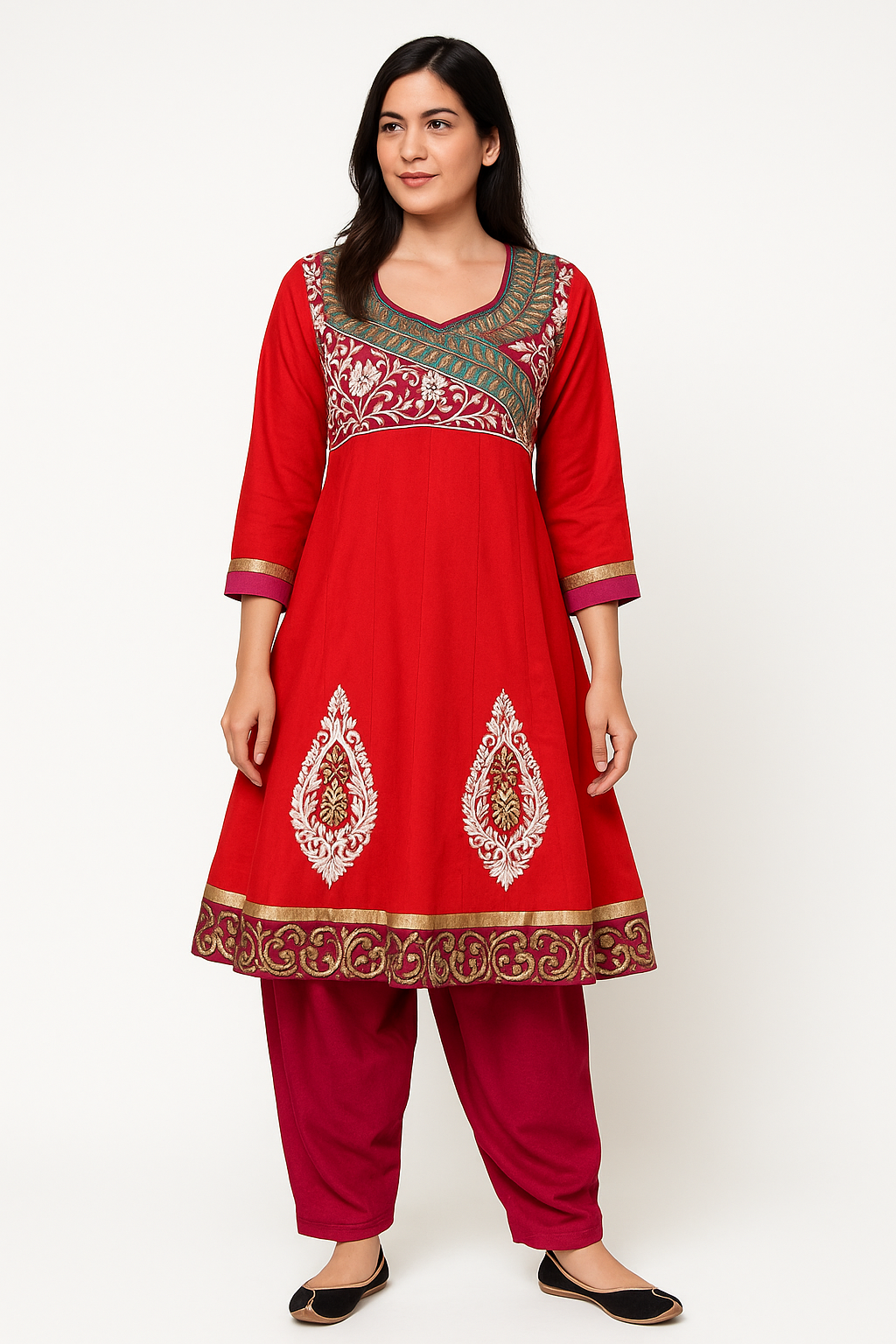 Red Anarkali Salwar kameez Dress Chest size 36,38,40