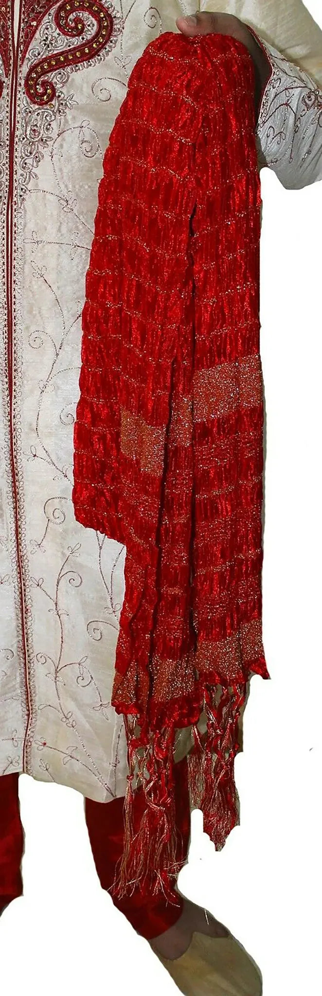 Red Men’s Dupatta | Traditional Sherwani Stole for Weddings & Festive Wear
