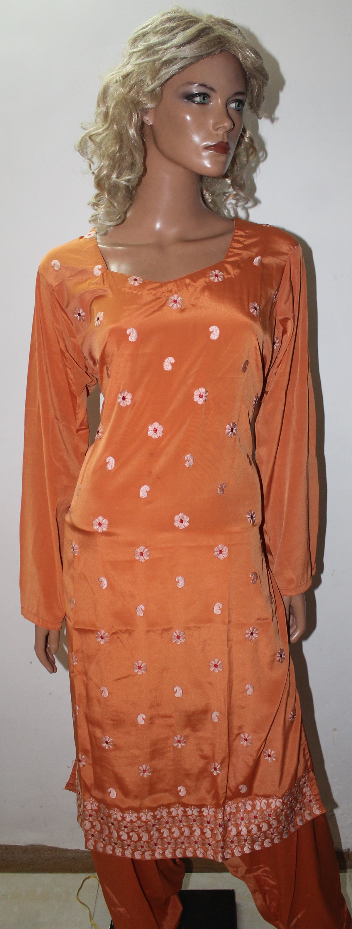 Orange Indian Wedding party Formal Salwar kameez Dress Plus Size 48