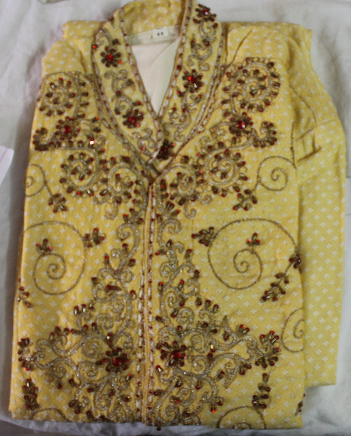 Gold  Boys Kurta jacket set for  Age 11