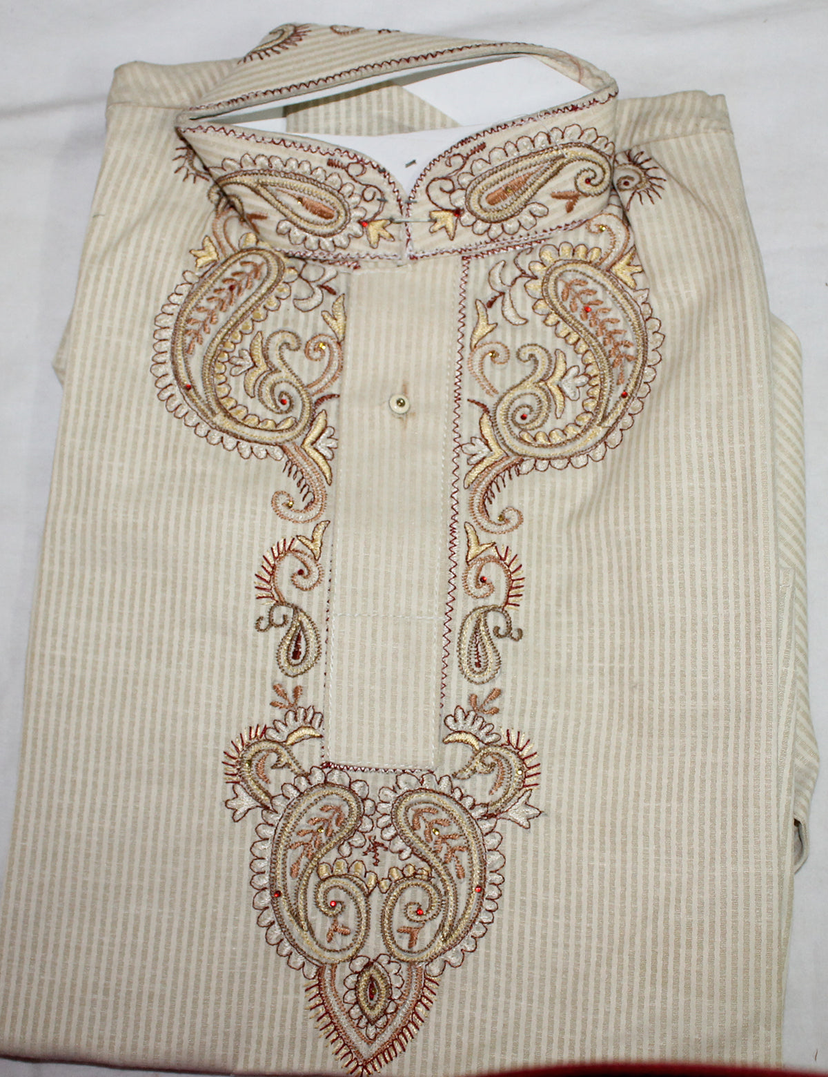 Cream Embroidered  boys Kurta sherwani set Age 1