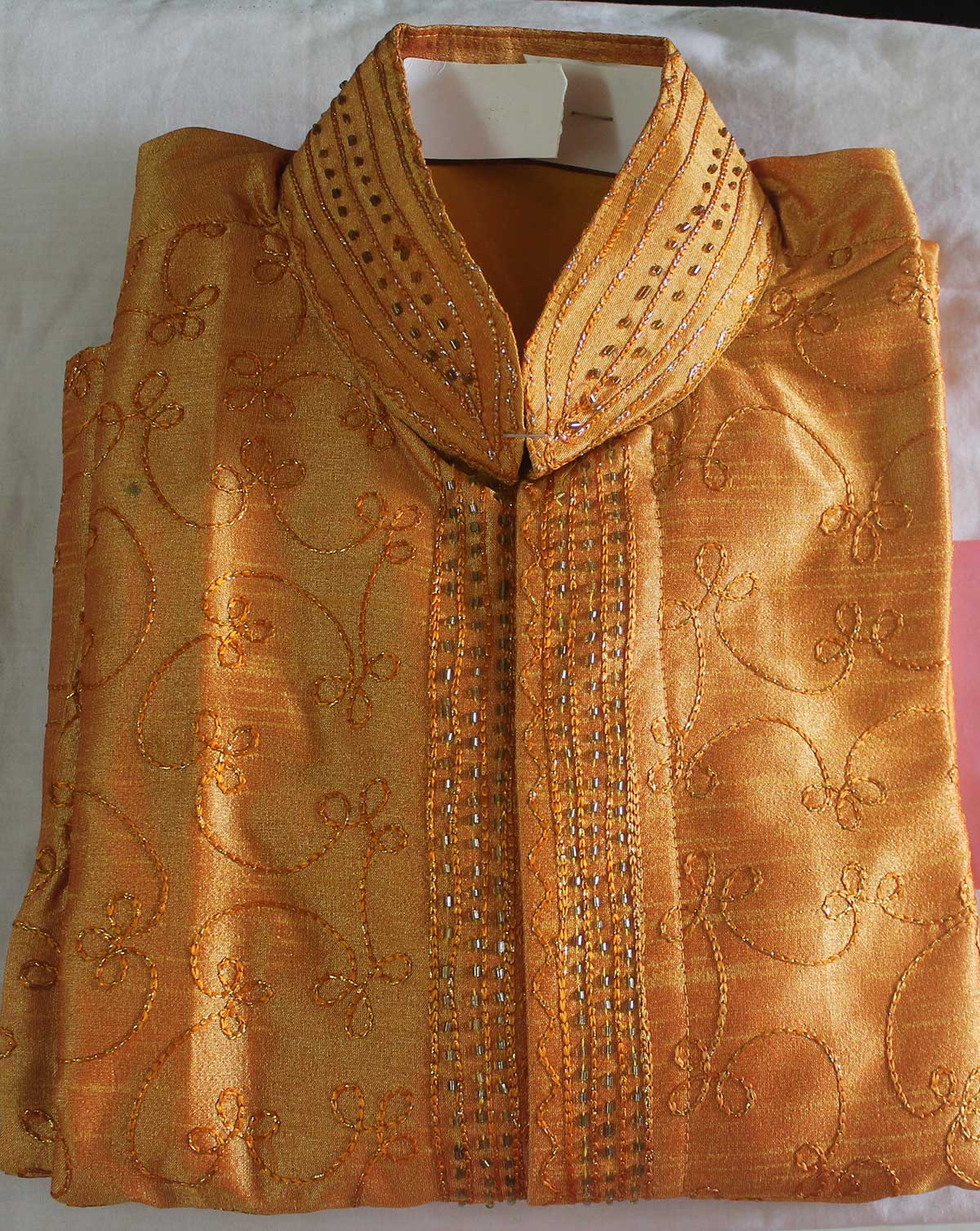 Orange  Designer Men Kurta Pajama Sherwani Set 3 Pcs Medium