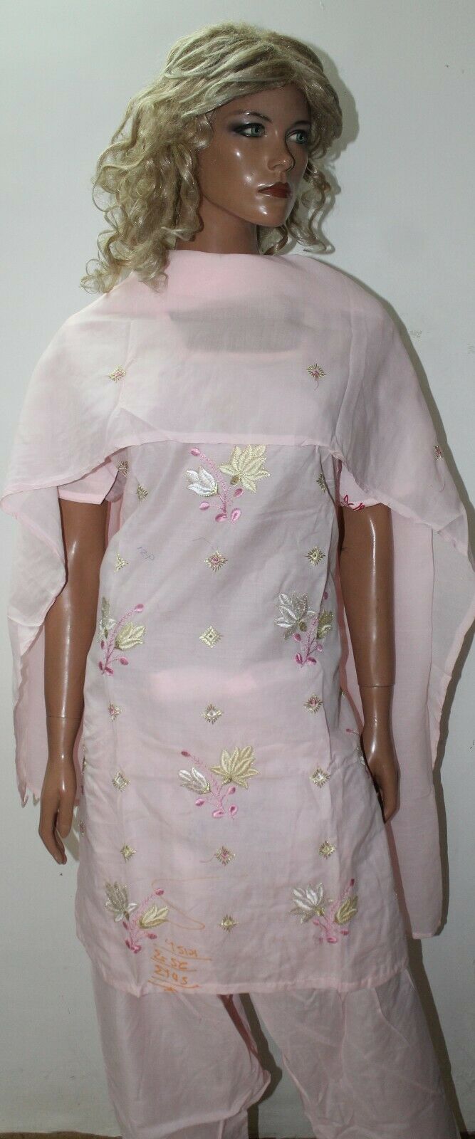 Baby Pink Embroidered Cotton Bollywood Collections Salwar kameez Chest Size 46