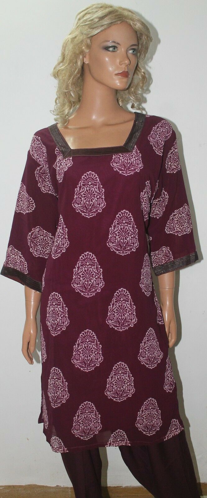 Purple Designer Ready Wear Salwar Kameez chest 46 Ful sleeves Fast ship New