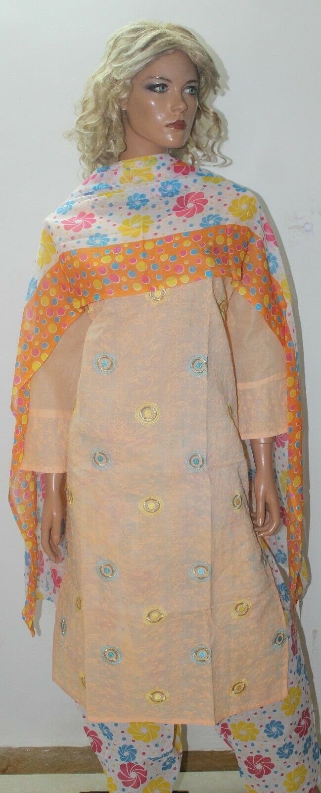 Orange Embroidered Cotton Summer Collections Salwar kameez Chest Size 46