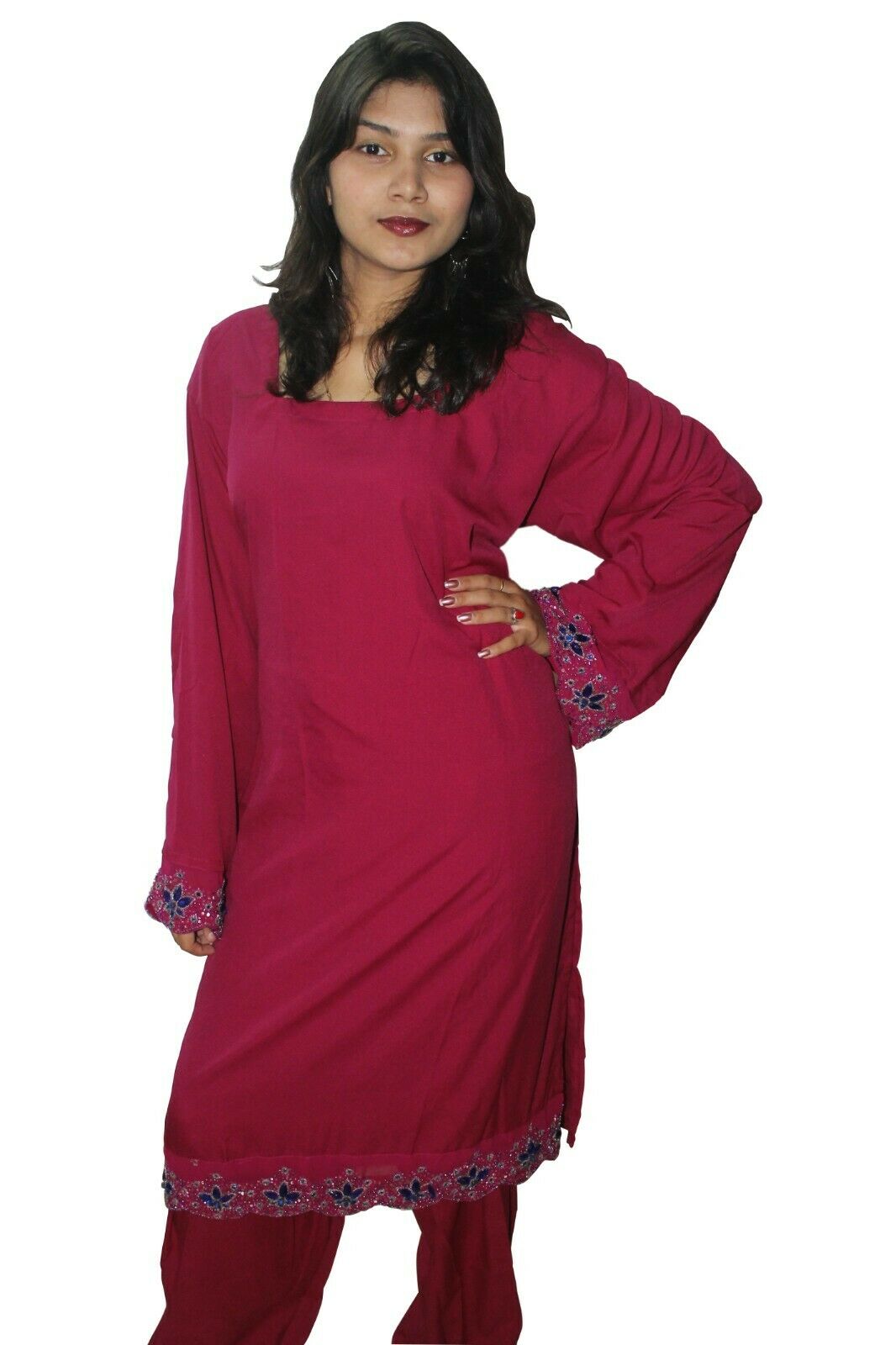 Hot Pink Designer Salwar kameez Kurta Dupatta pakistani Plus Size 52