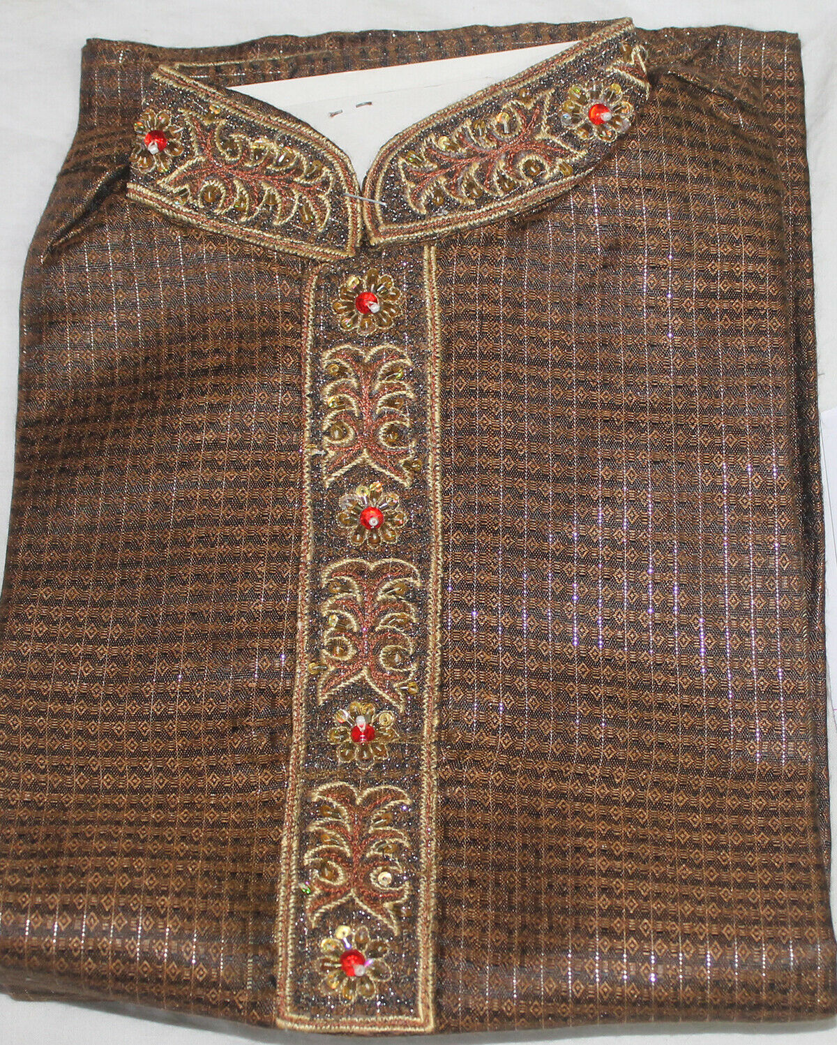 Brown Embroidered Bollywood Boys Children kurta payjama Size 3 Year old