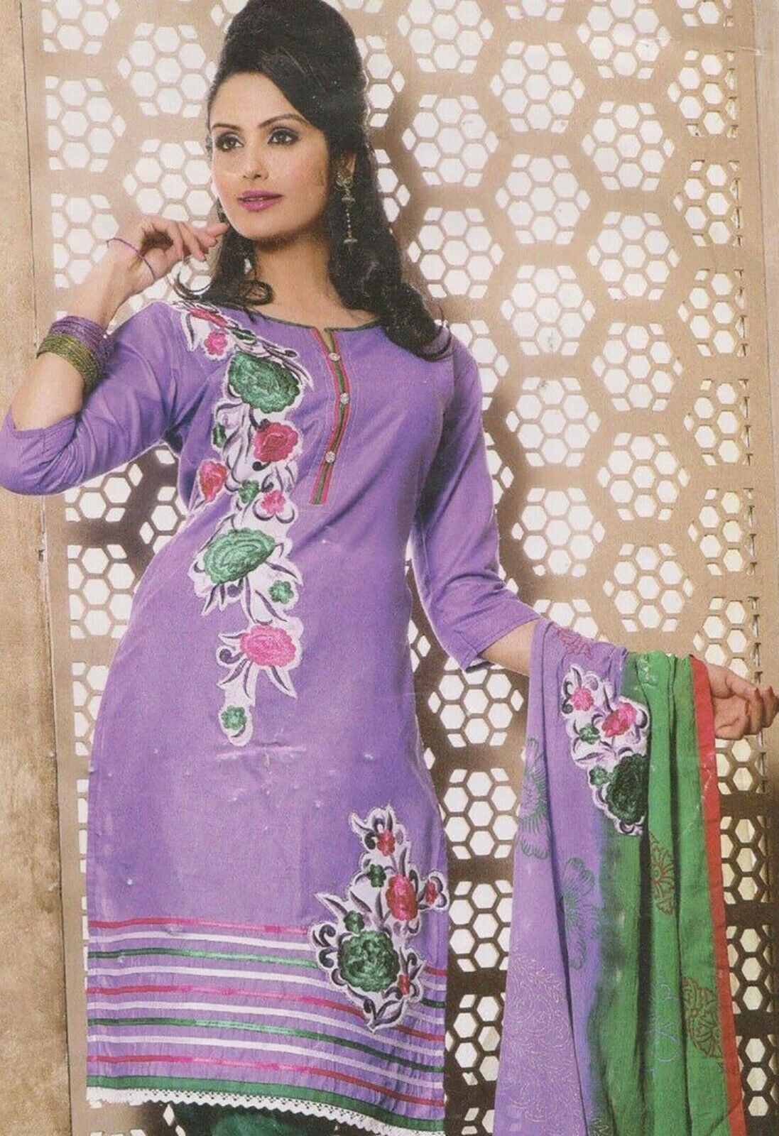 Purple Designer Short sleeves Cotton Summer Salwar kameez Stitched Plus size 50