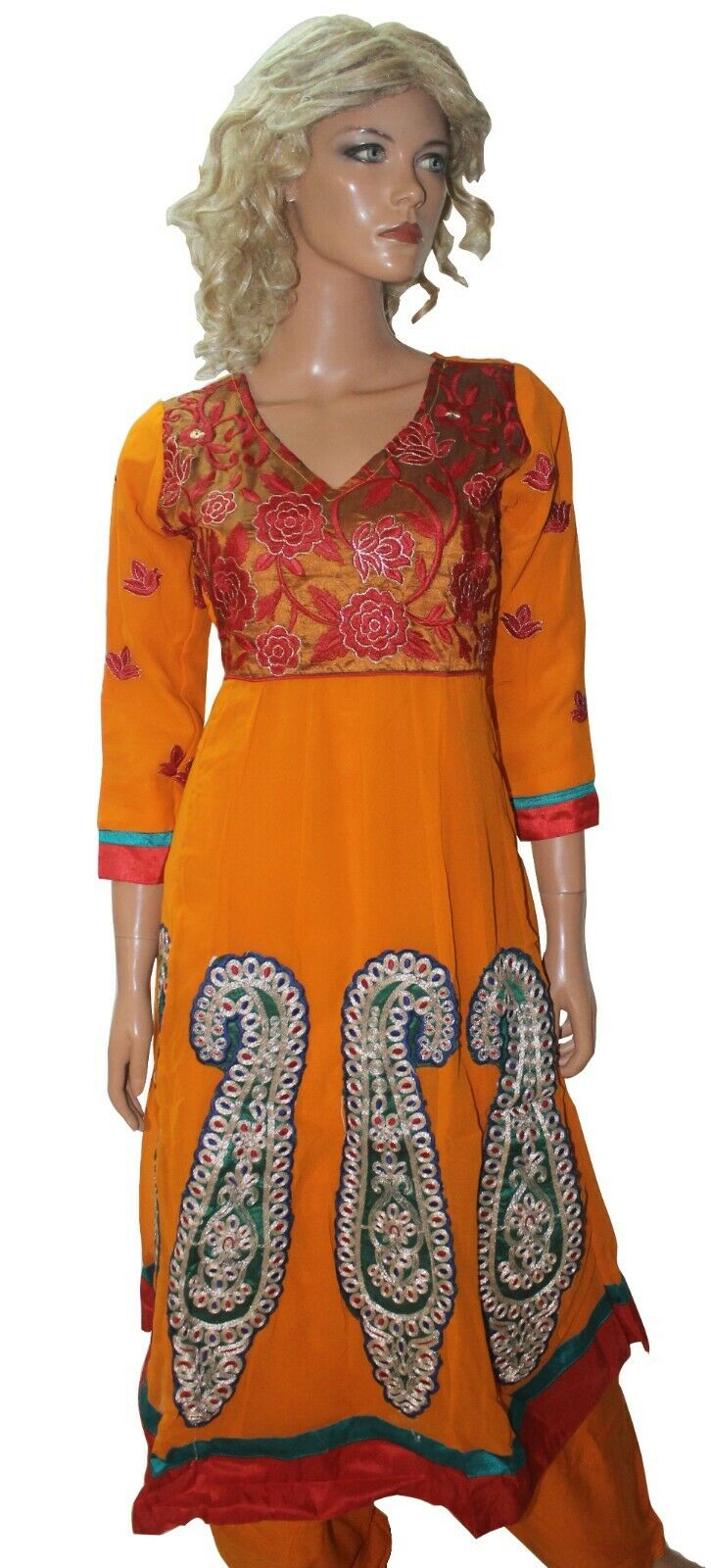 Orange Girl Boutique Chiffon Ready Made Anarkali chest 36 Stitched Fast ship