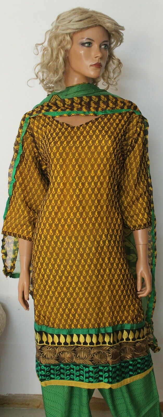 Mustard Yellow Designer Wedding  Salwar kameez Chest Plus Size 52