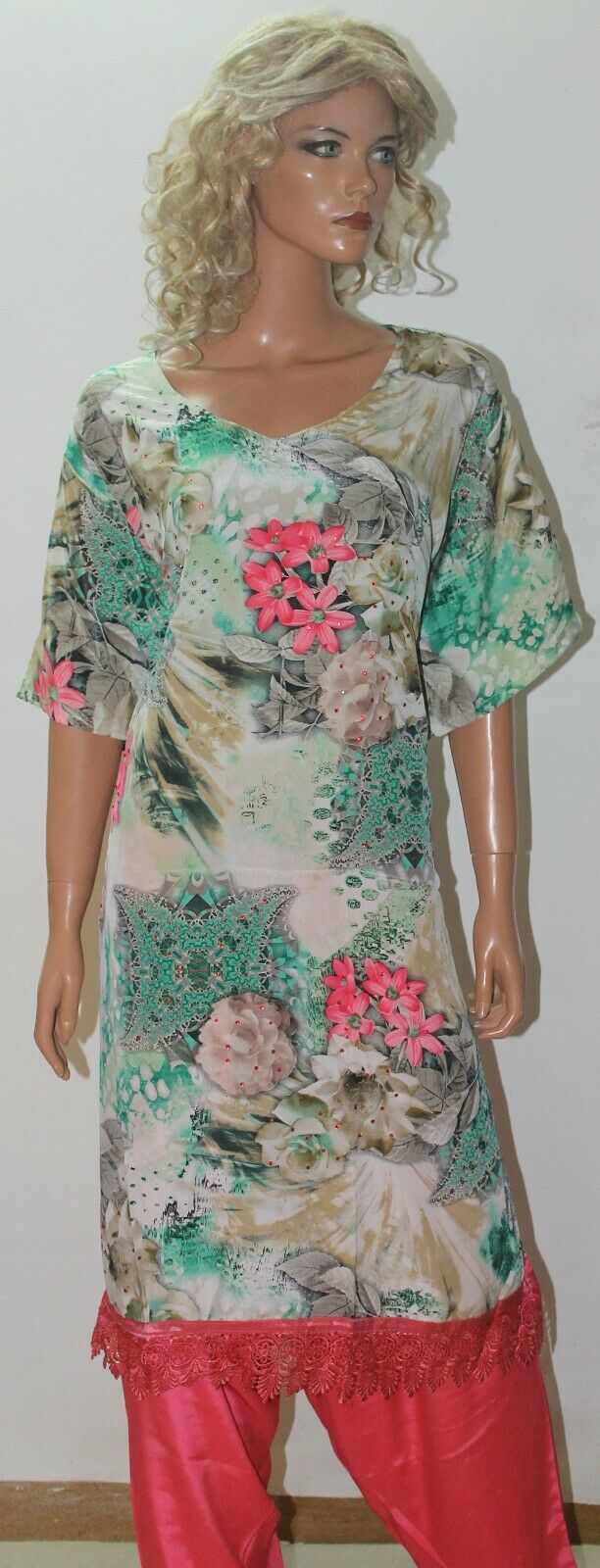 Green Stitched Floral Print Salwar kameez Plus size 60 Boutique New arrivals