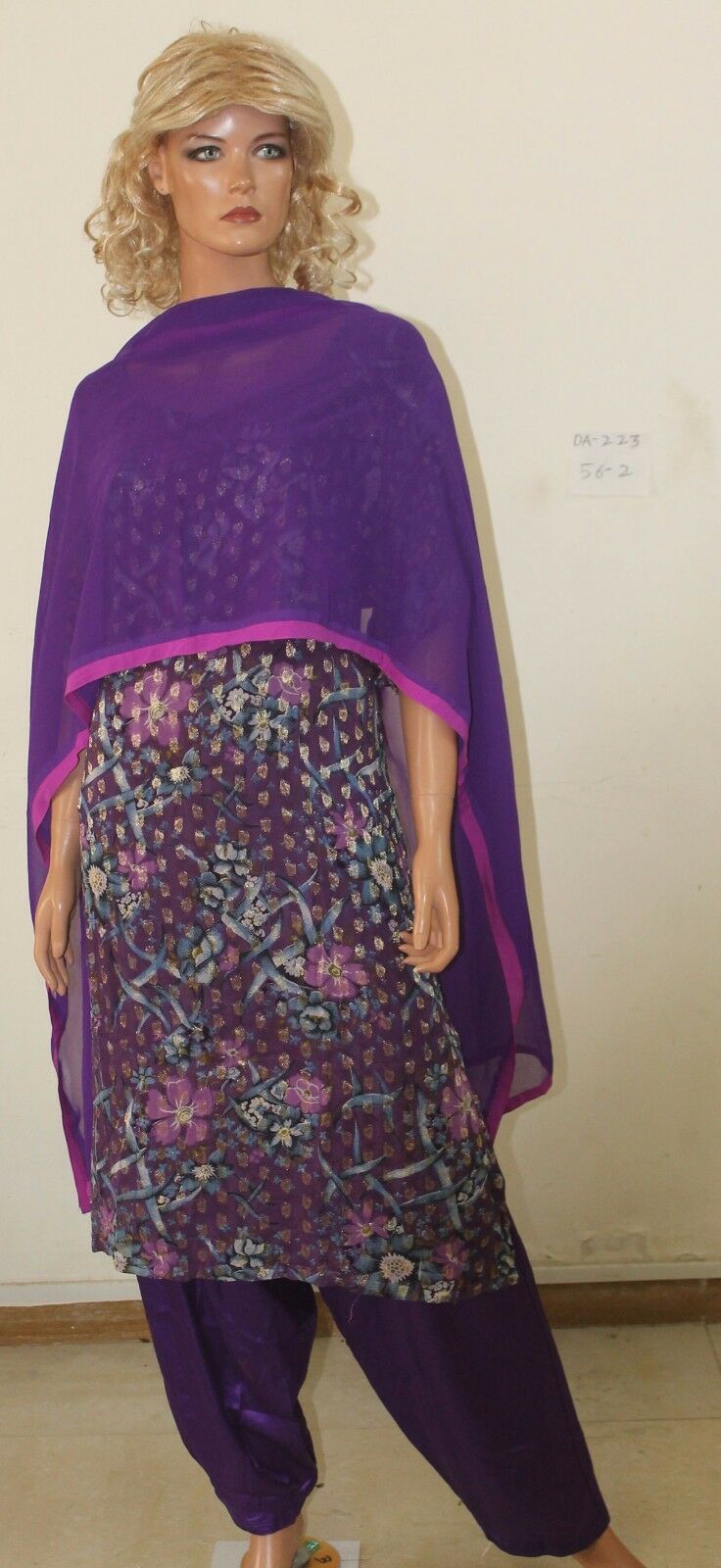 Purple Salwar kameez Plus size DA-223 Crepe Indian Plus size 56