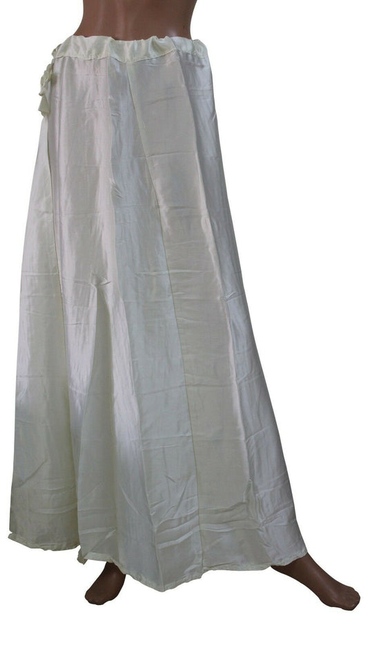 White   Satin Indian saree Petticoat Underskirt belly dancing Lehanga slip