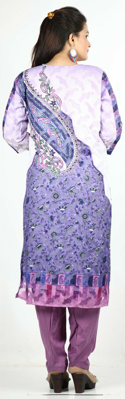 Purple Designer Ready Made Salwar Kameez chest 46 Full sleeves Fast ship New