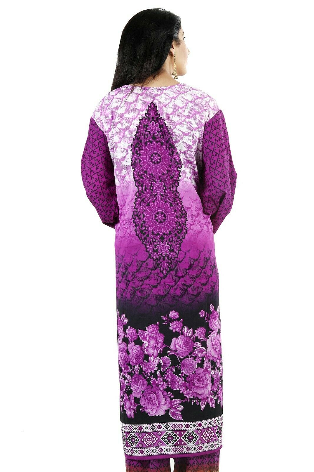 Purple Printed Designer Salwar kameez Chest Plus size 52 Fast ship 5 day