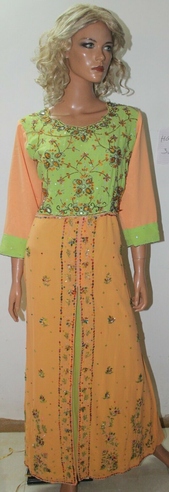 Orange Kurta Ready Wear Long Gown Anarkali chest 38 Fast ship New Two Piece