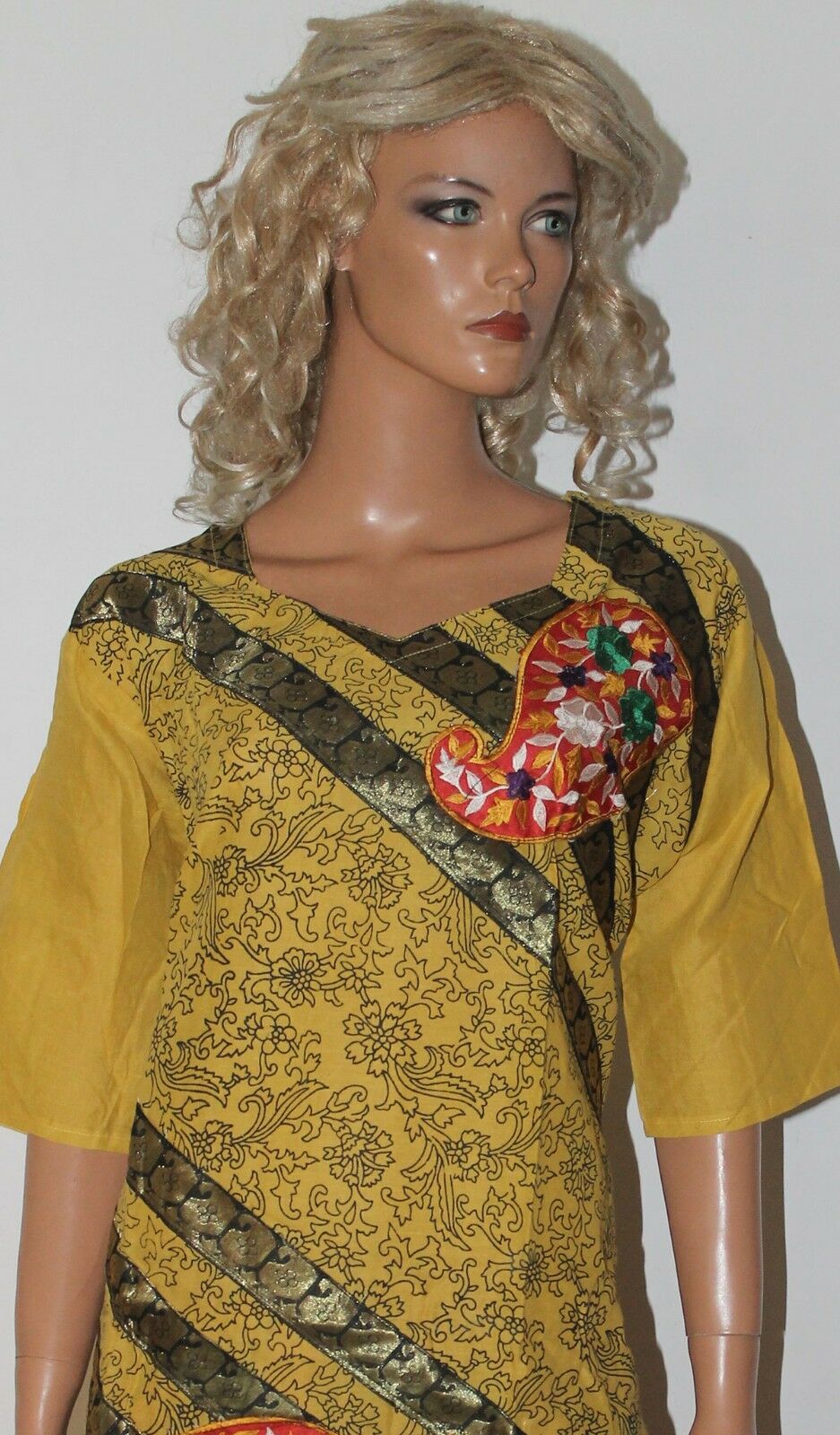 yellow Cotton Designer Wear By Manha Patel Dress chest size 50