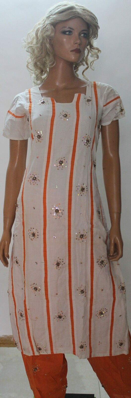White Orange Salwar Suit Set By Inayah Patel chest size 38