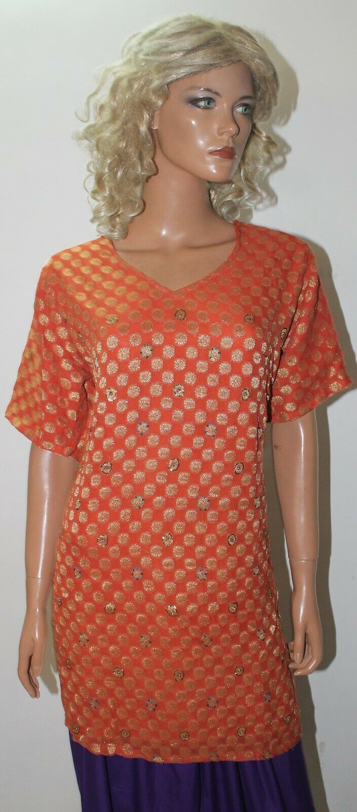 Orange Chanderi Crepe High quality Collections Salwar kameez Chest Size 52