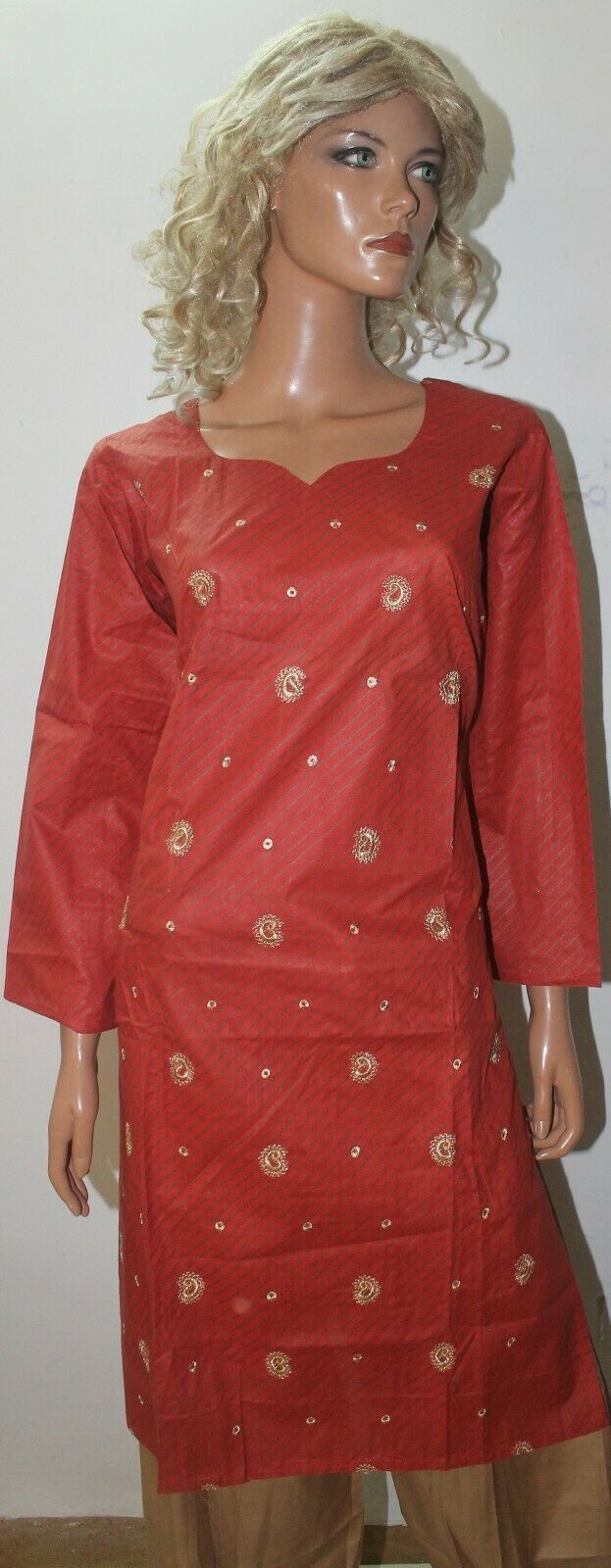 Rust Embroidered Cotton Summer Collections Salwar kameez Chest Size 46