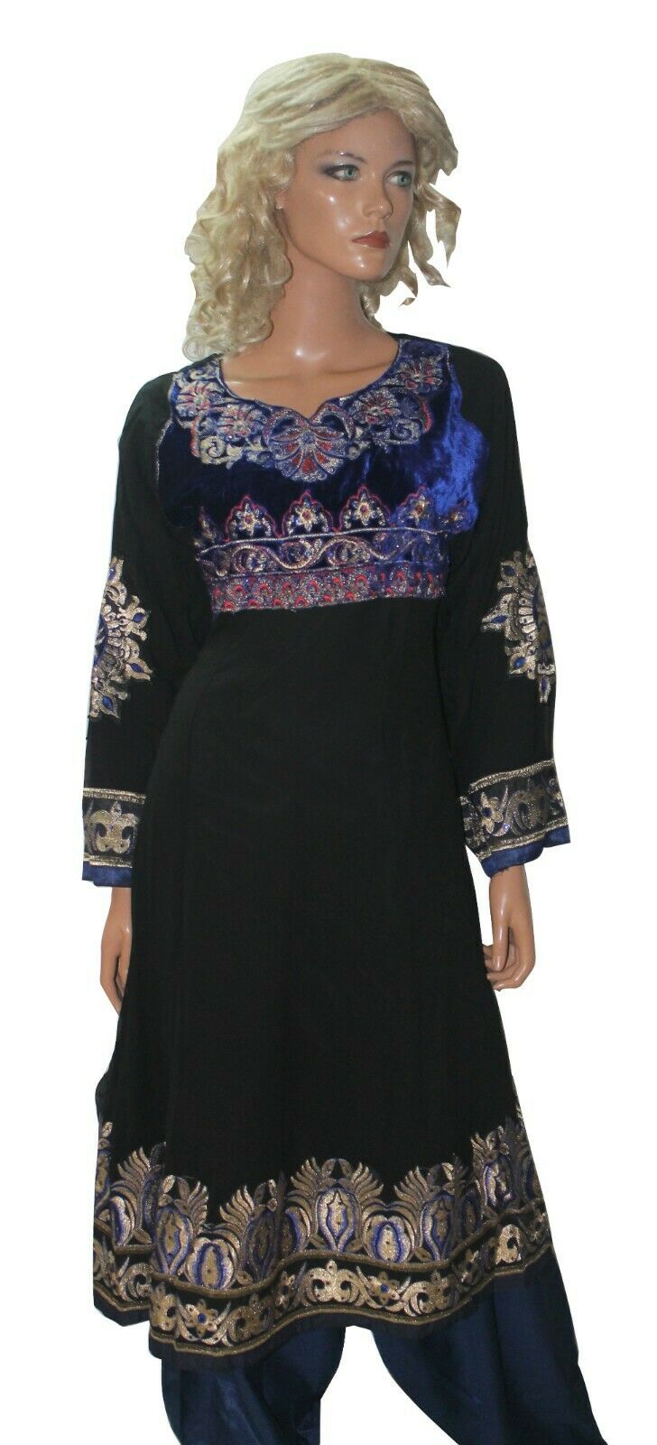 Black Boutique Chiffon Ready Made Anarkali chest 46 Stitched Fast ship New