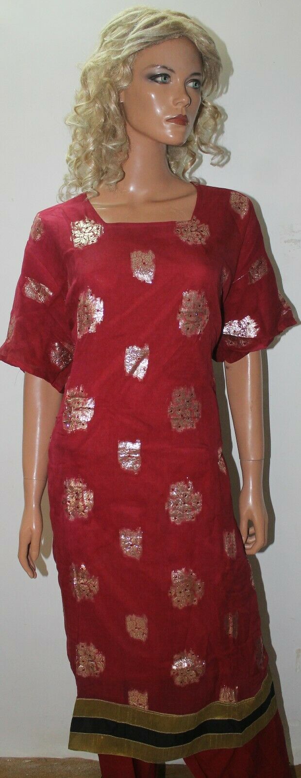 Pink Shinny Short sleeves ladies Salwar kameez dress Plus Chest size 58