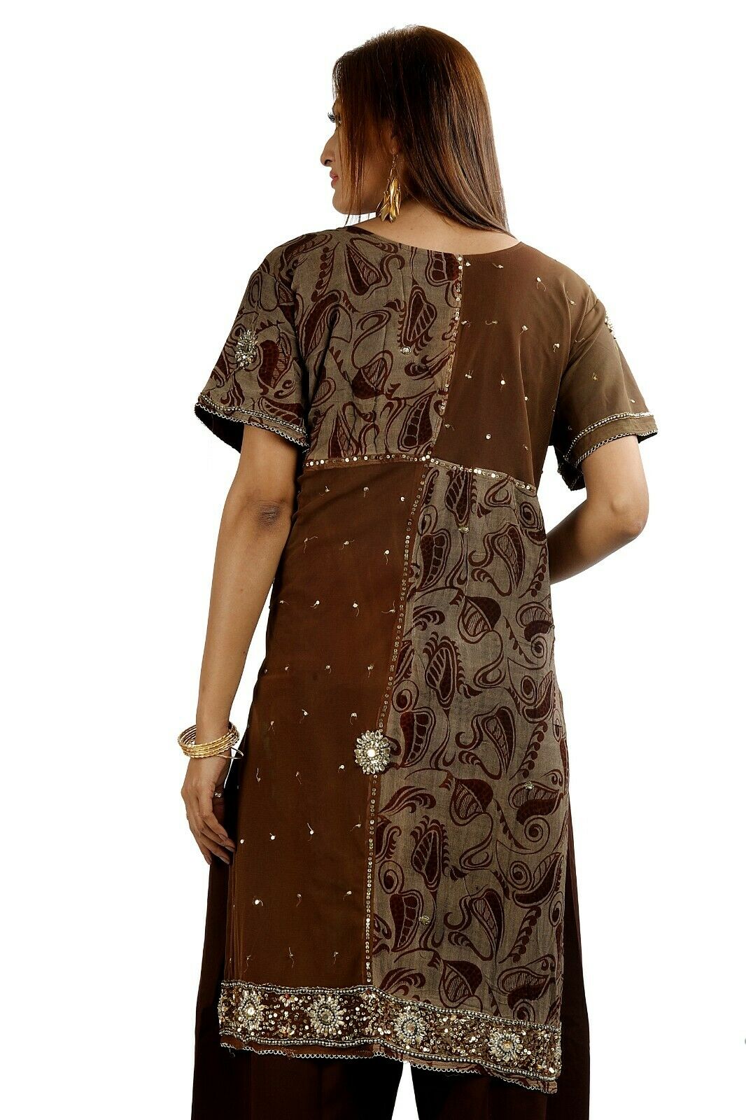 Brown Designer Women India Traditional Dress Salwar kameez chest size 46