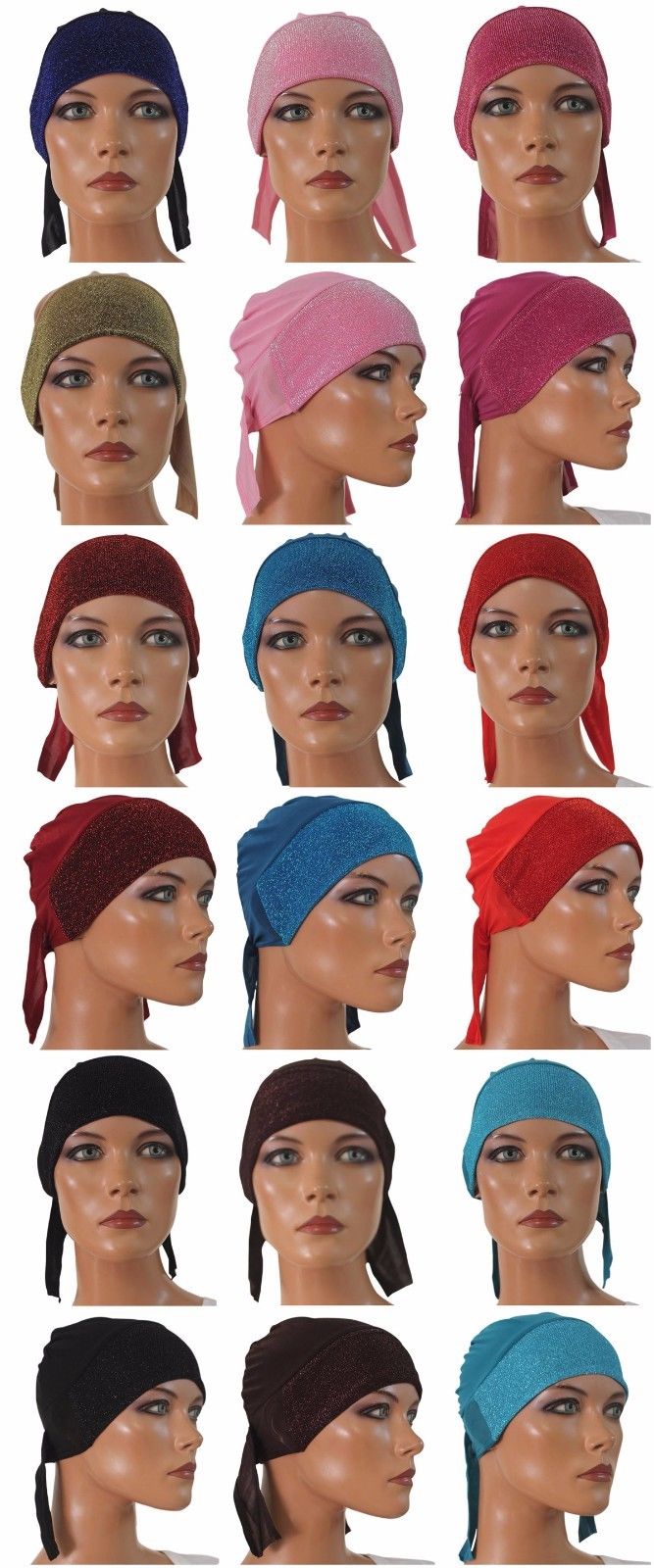 wholesale lot of 6 Hijab underscarf  Sparkle Hijab cap W Ties