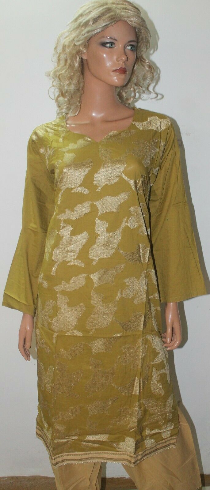 Green Embroidered Cotton Summer Collections Salwar kameez Chest Size 46