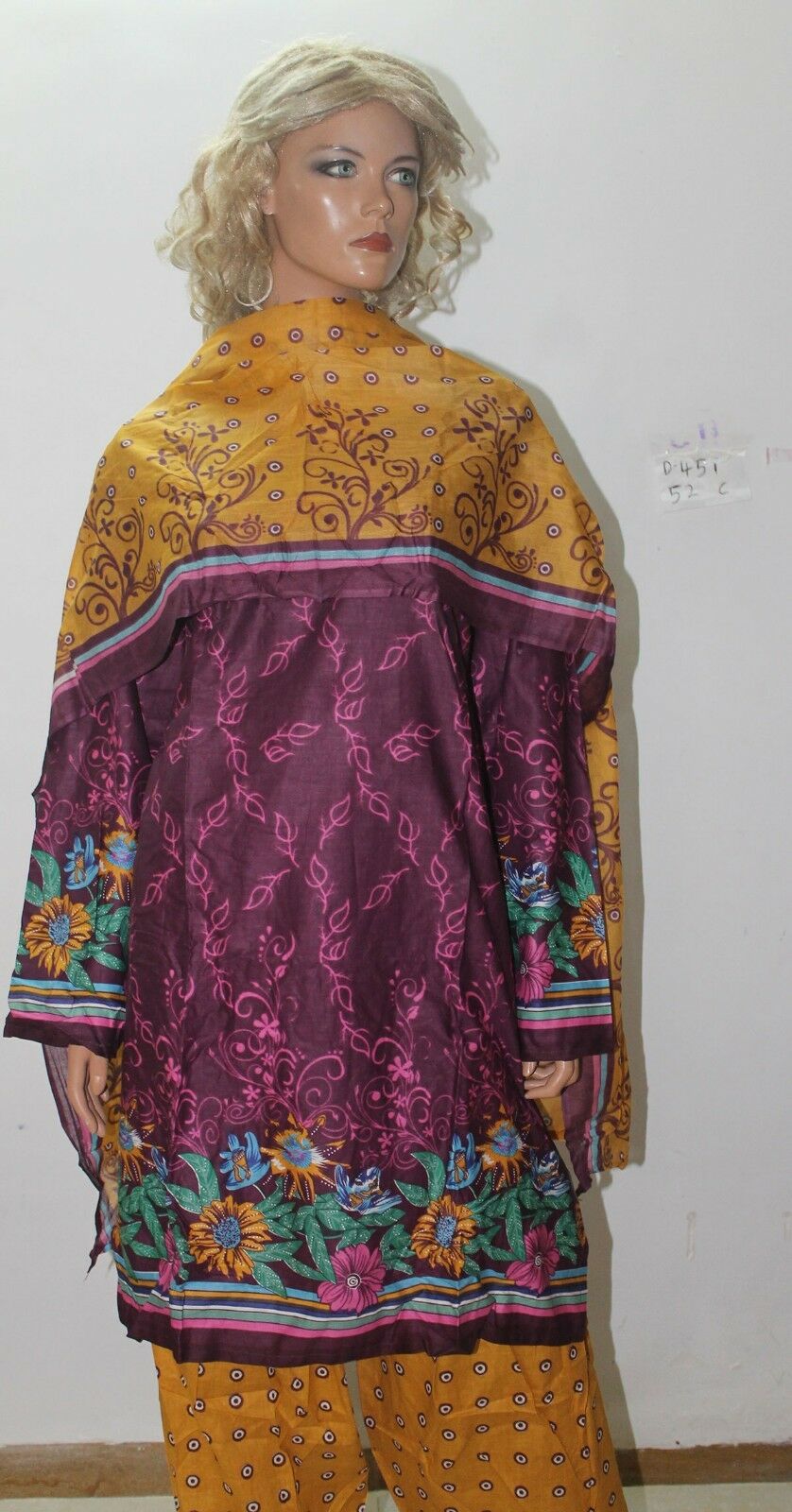 Purple Yellow Cotton Designer Wear By Manha Patel Dress chest size 52