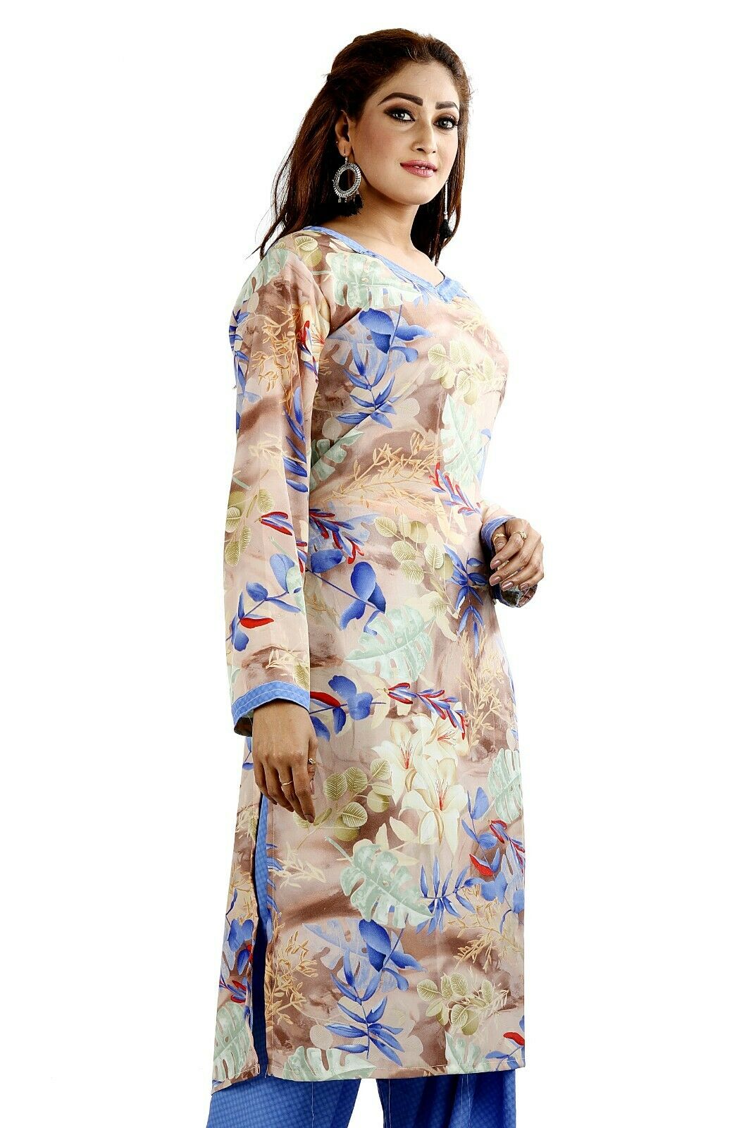 Blue Printed Designer Pakistani Traditional Dress Salwar kameez chest size 46