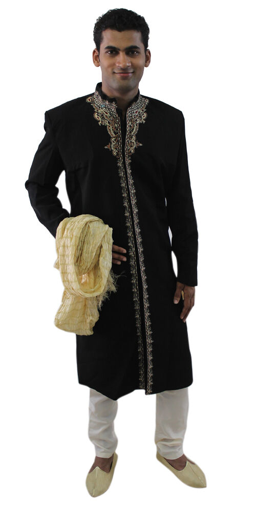 Designer Black Men’s Sherwani Indo-Western Jacket Blazer | Formal Black Men Royal Sherwani