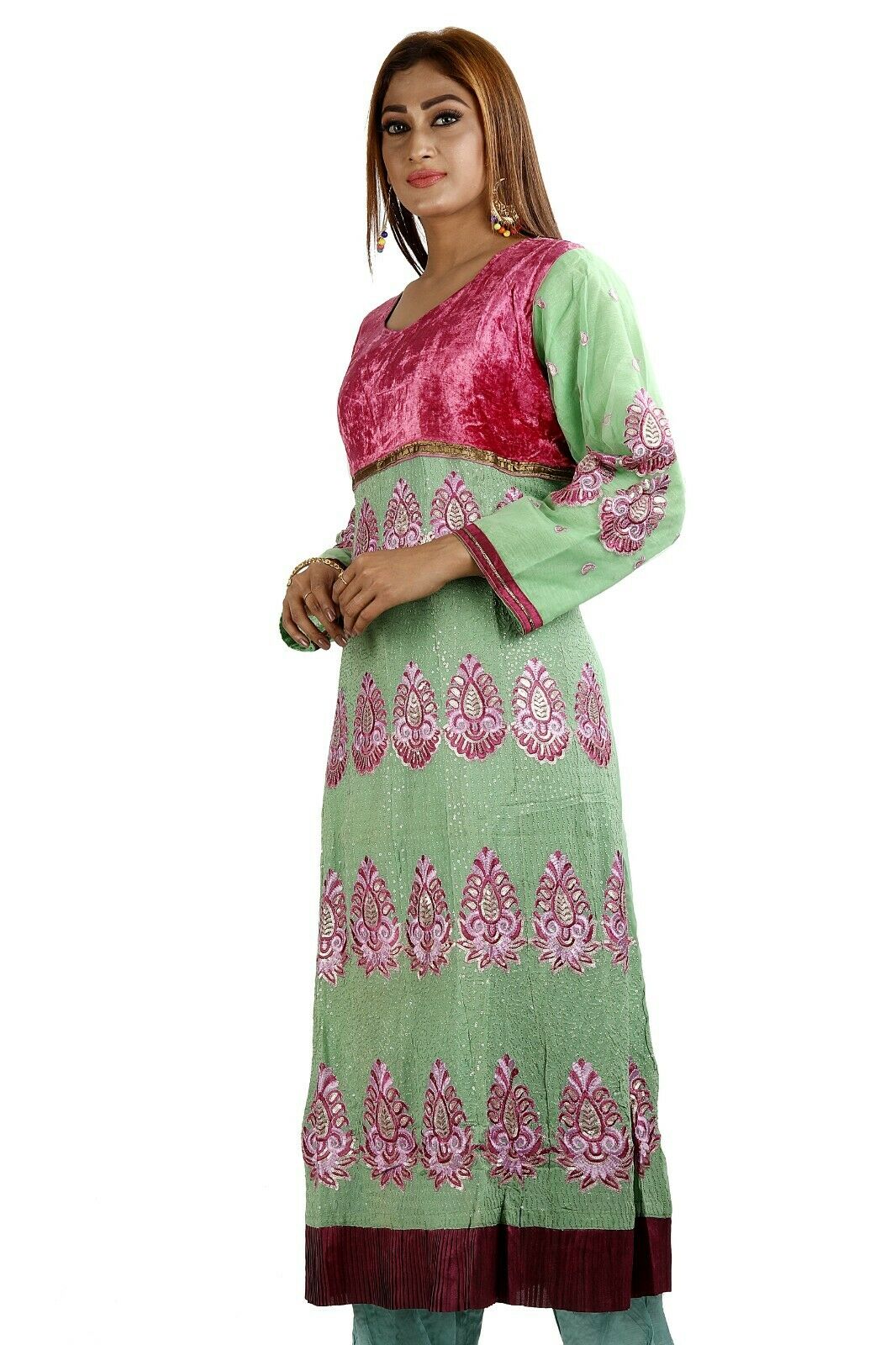 Green Blue Anarkali salwar Kameez Stylish Wedding Party Chest size 44 & 50