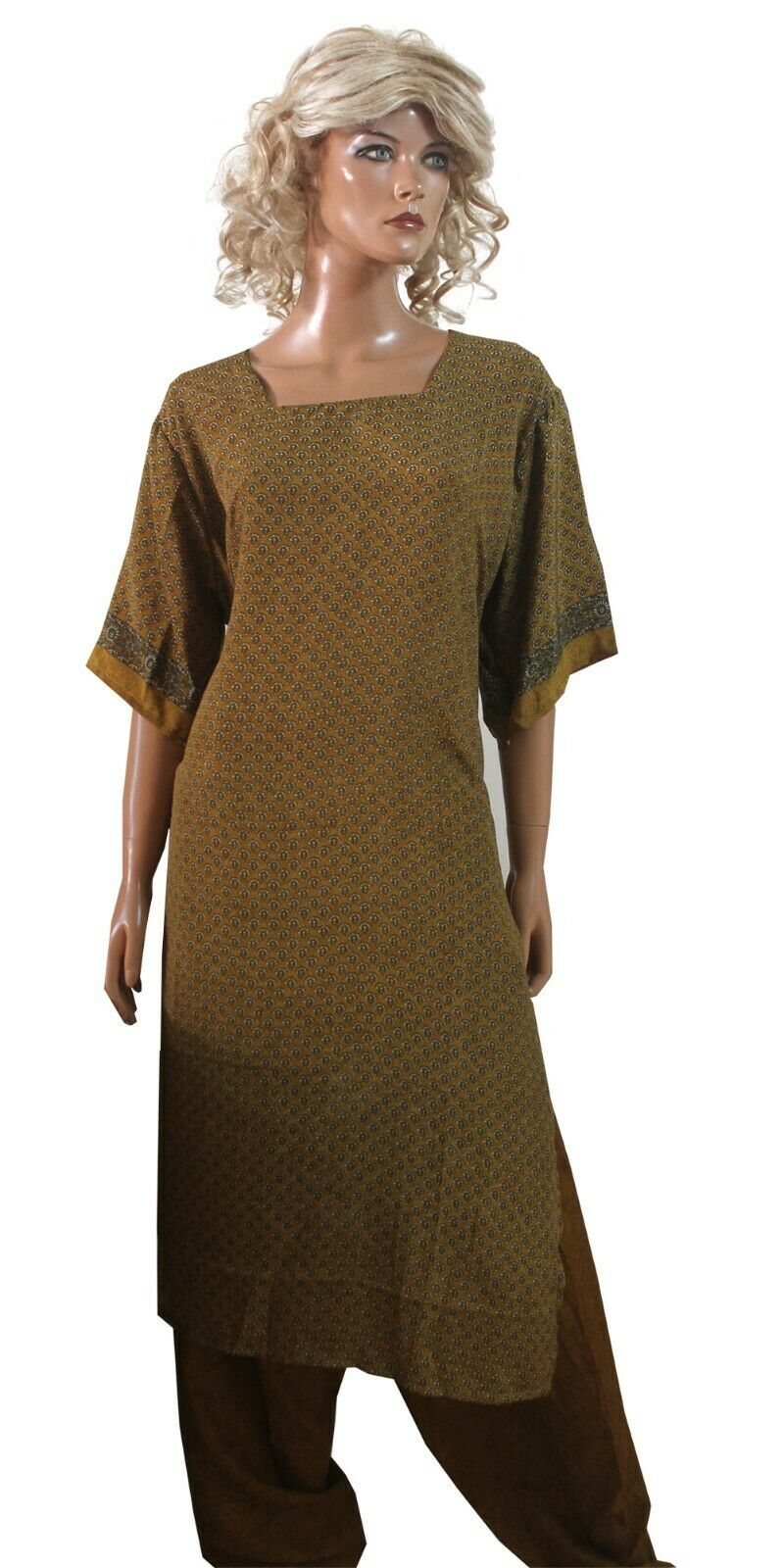 Mustard Women Favorite Floral Print Crepe Salwar kameez Plus size 54