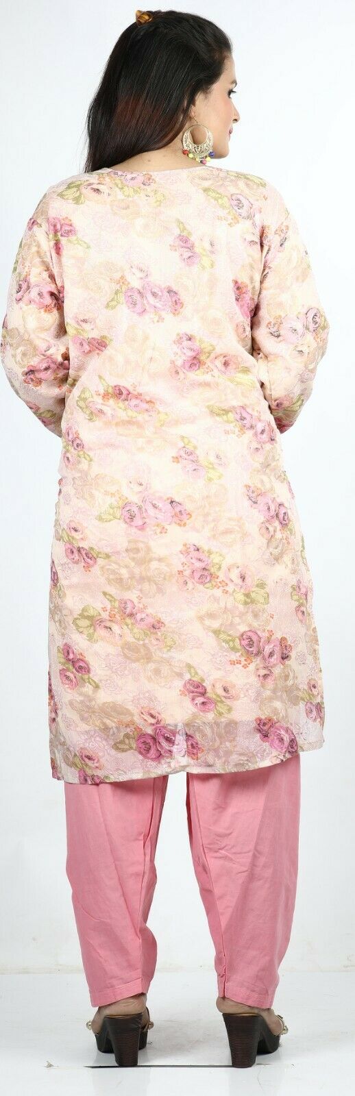 Pink Floral Summer Salwar Kameez Plus chest 52 Stitched Ready Wear Full sleeve