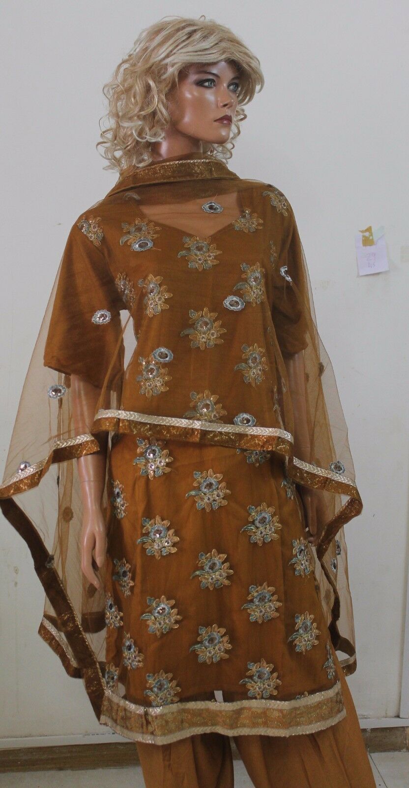 Brown Net Crepe Indian Salwar kameez Chest Size 46 New Arrivals Party Wear