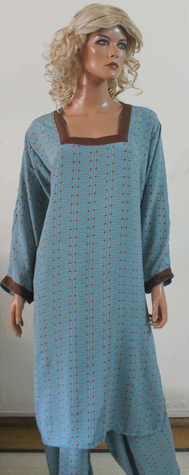 Blue Women Favorite Dress Luxuriously Soft Crepe Salwar kameez Plus Sizes 56