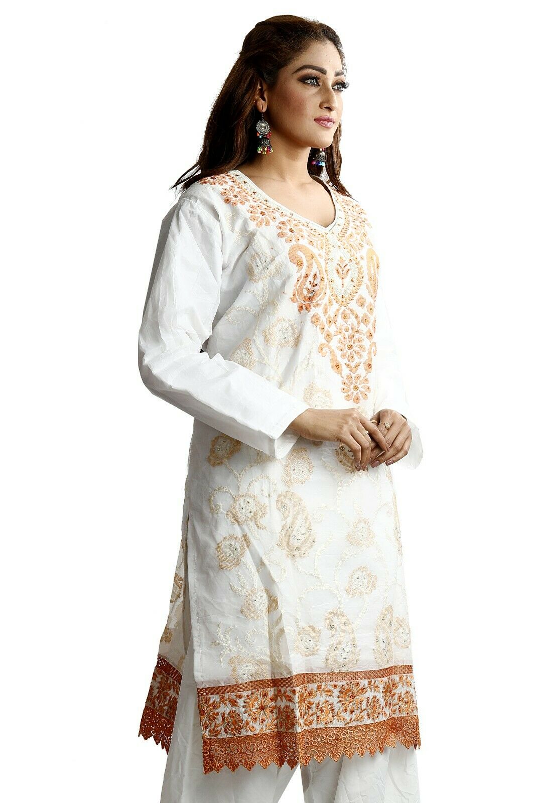 White Cotton Wedding Party Wear Designer wear Dress chest Plus size 48