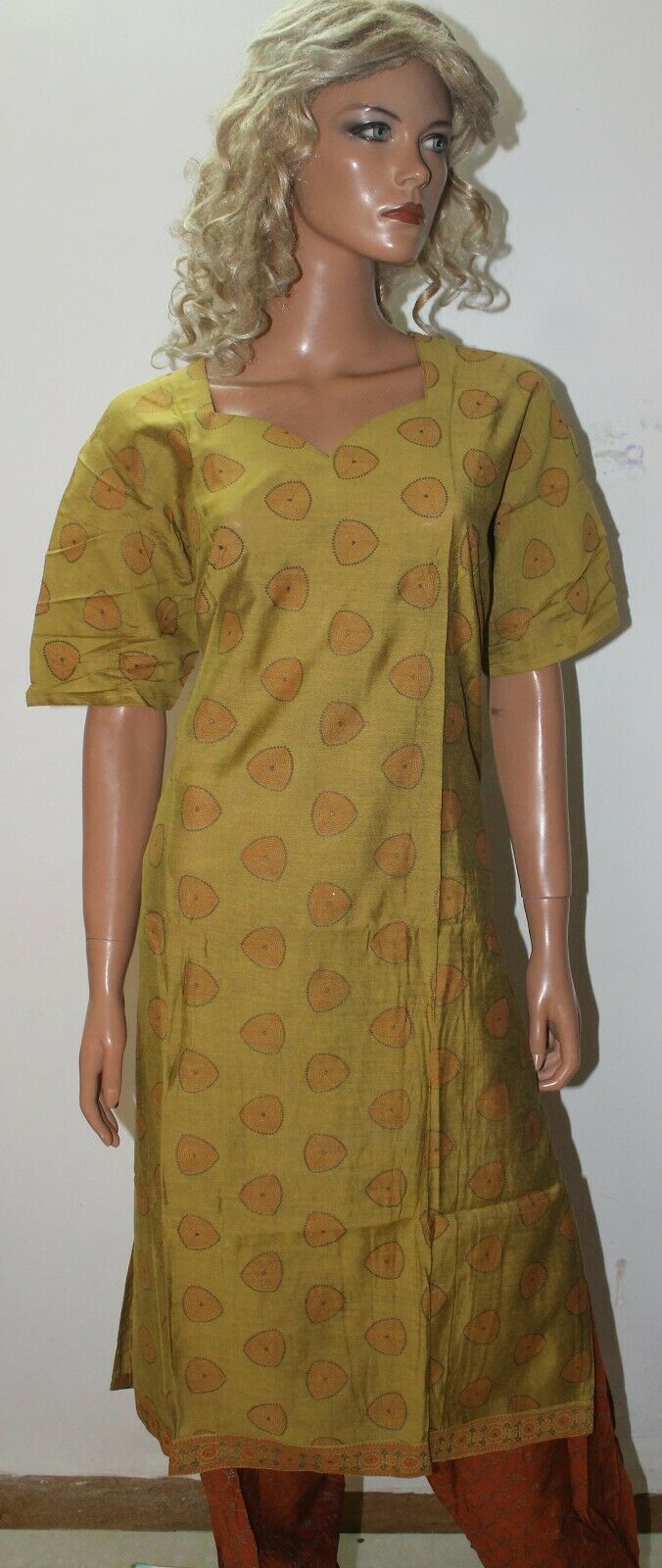 Olive Green Cotton Summer Collections Salwar kameez Chest Size 46