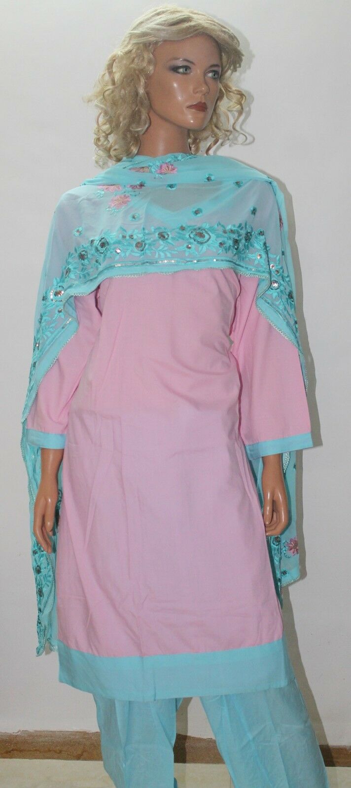 Pink Blue Crepe Plus size 52 Salwar kameez new arrivals