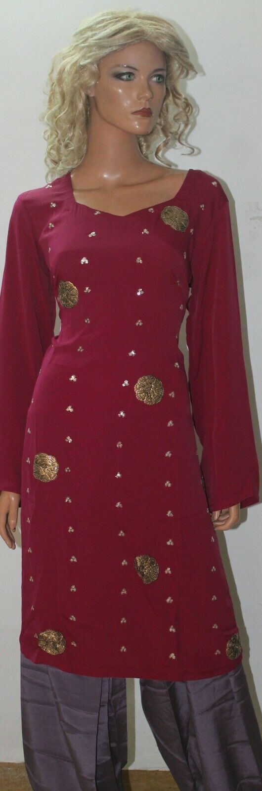 Pink Grey Embroidered Salwar Kameez Designer Wear Chest size 46