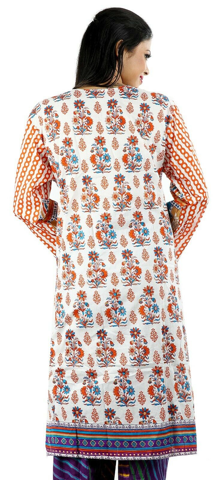 Purple Paisley Print Cotton Summer Kurta with Dupatta &Trousers Plus size 56 ,52