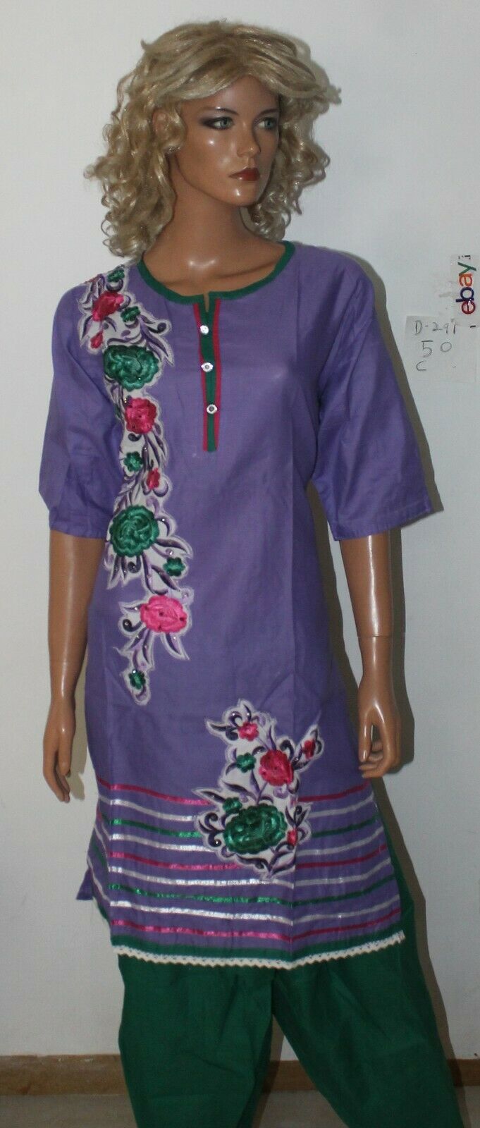 Purple Designer Short sleeves Cotton Summer Salwar kameez Stitched Plus size 50