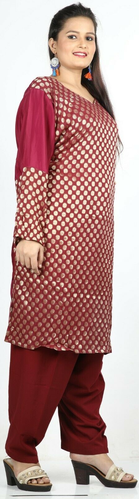 Burgundy Wedding party Salwar Kameez Plus chest 56 Stitched Ready to Wear