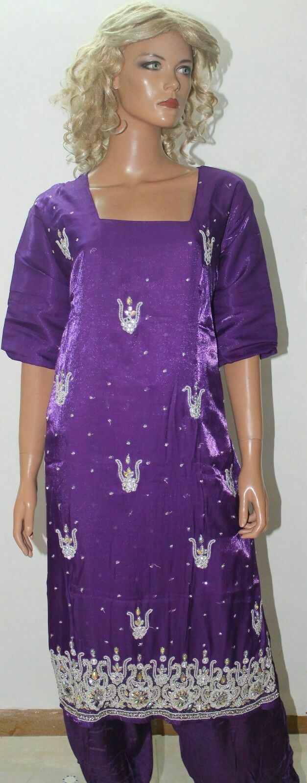 Purple Designer Traditional Party Wedding Salwar kameez Chest Plus Size 50